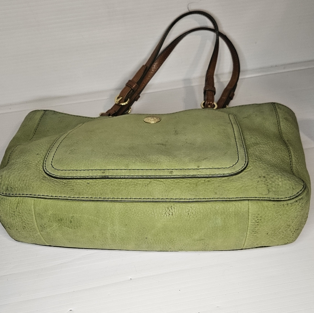 Vintage Coach Chelsea Tote Green Nubuc F10187 Rare - Picture 7 of 14